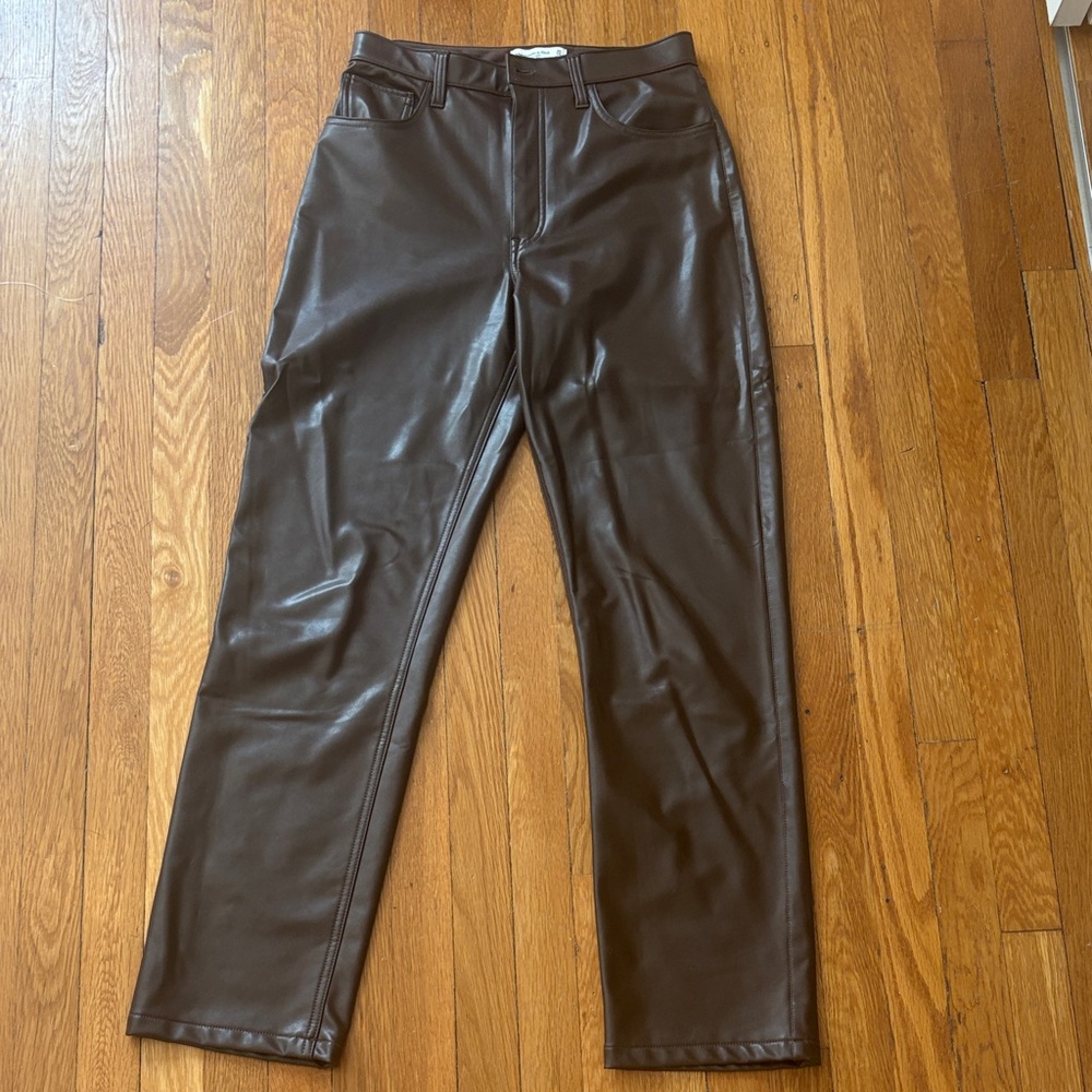 Abercrombie Brown Faux Leather Pants